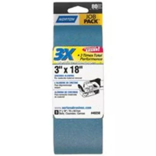 Norton 07660749258 80-Grit 3X Power Sanding Belt, 3"x18"