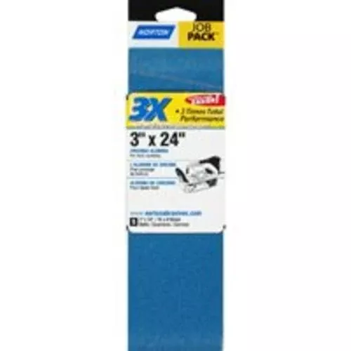 Norton 07660749269 3X Power Sanding Belts 3"x24", 100 Grit