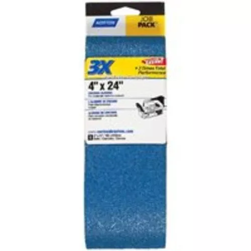 Norton 49277 3X Power Sanding Belts, Job Pack, 4" X 24", 5/Pk