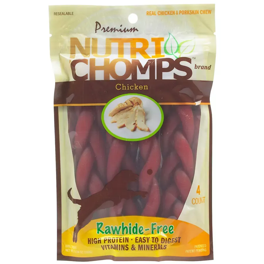 Nutri Chomps 6" Dog Treat Braid - 4 ct - Chicken Flavor
