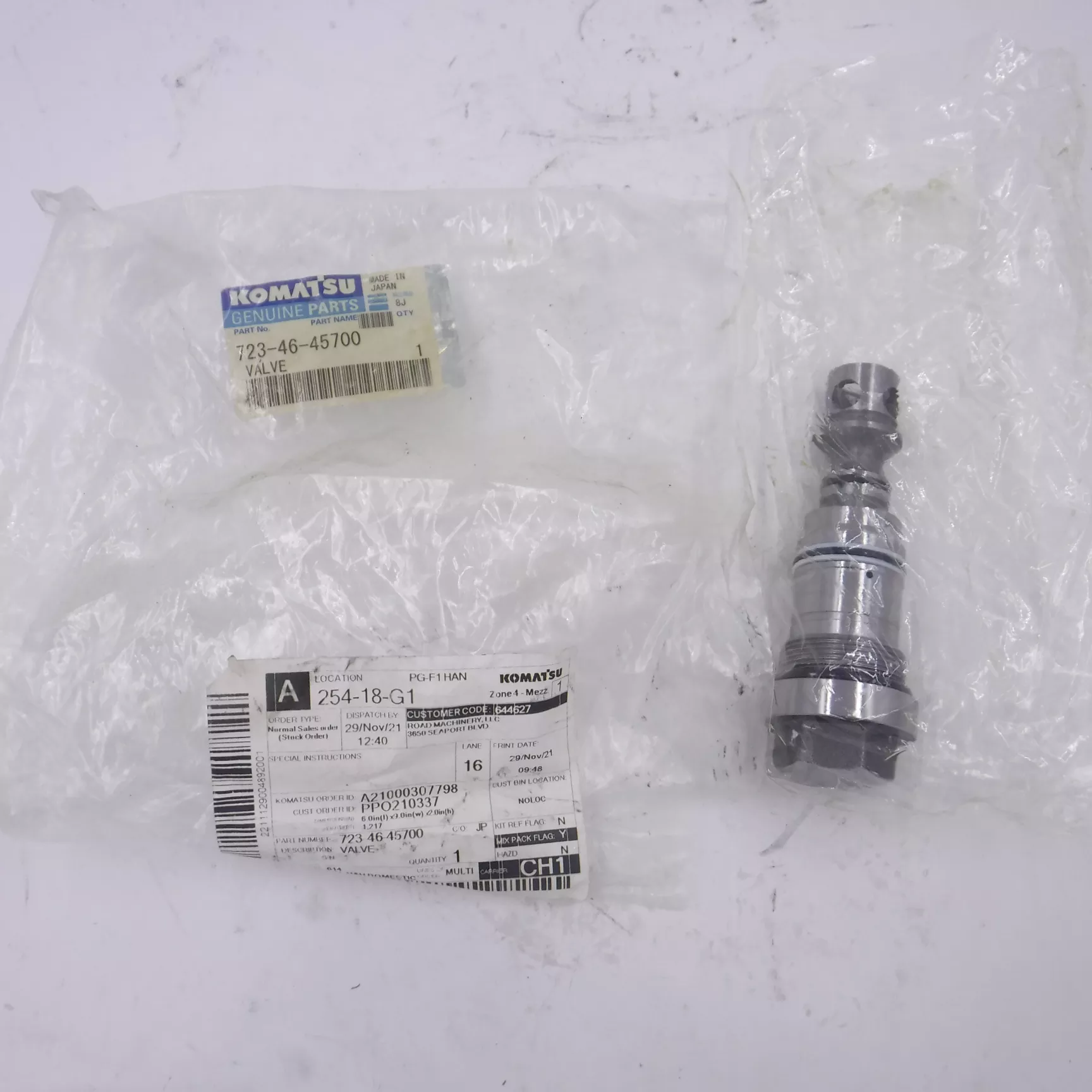 OEM Komatsu Pressure Compensation Valve 723-46-45700 Fits Komatsu PC220LC-8