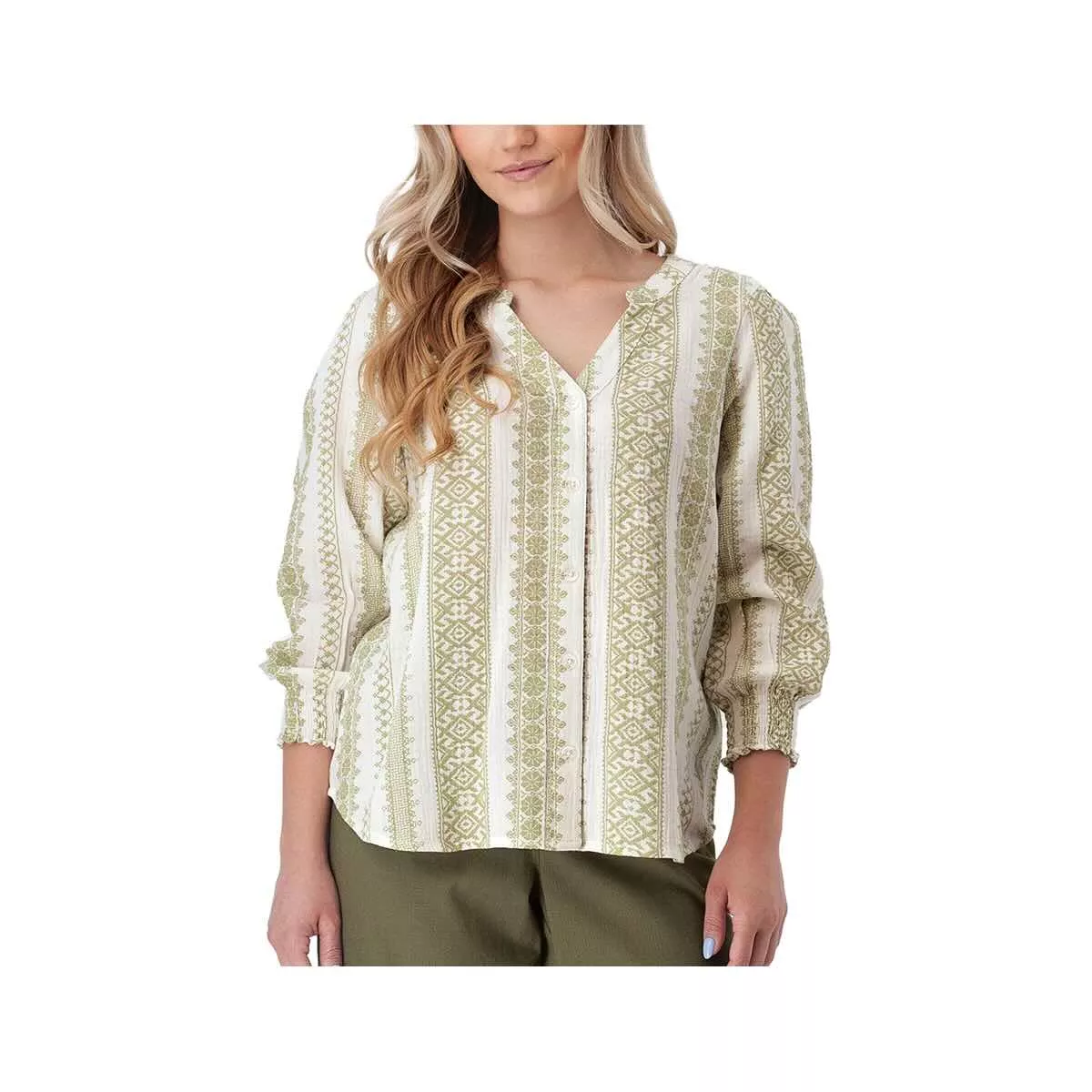 Old Ranch Women's Anna Smocked 3/4 Sleeve Blouse