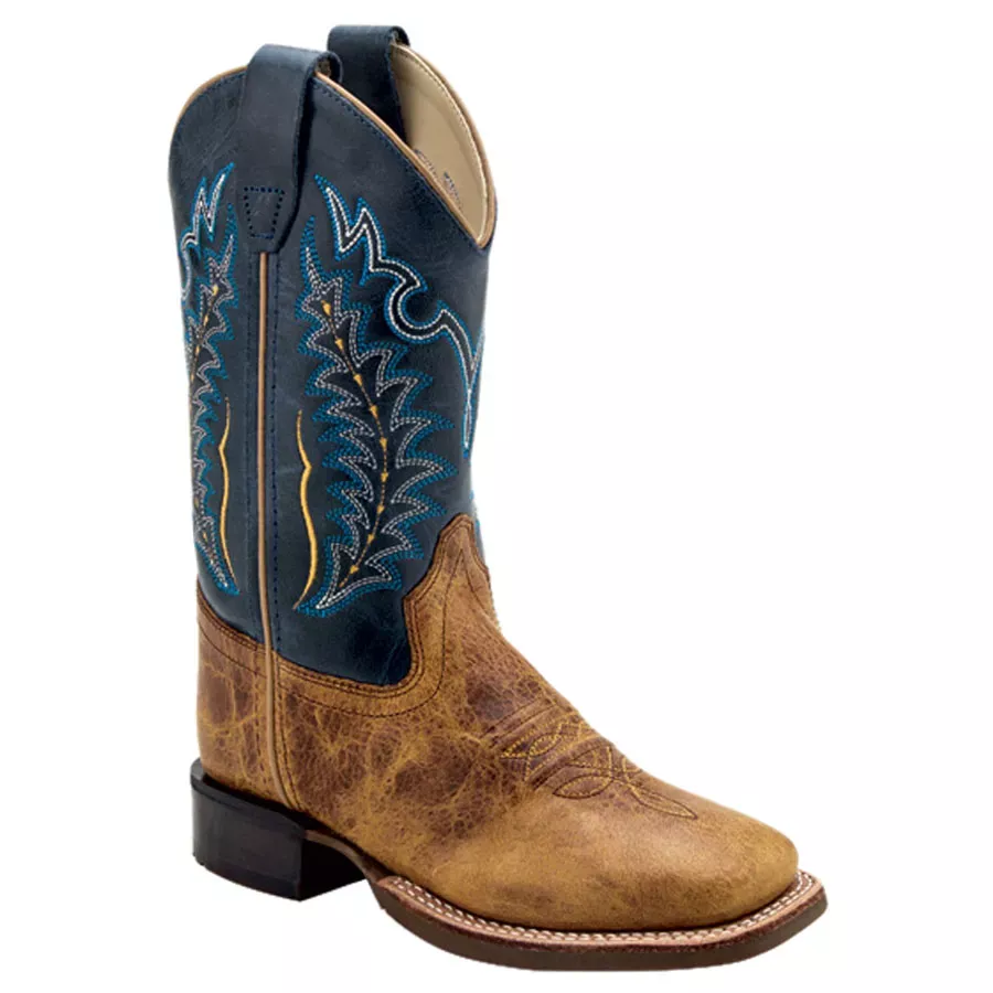 Old West Boy's Broad Square Toe Cowboy Boots