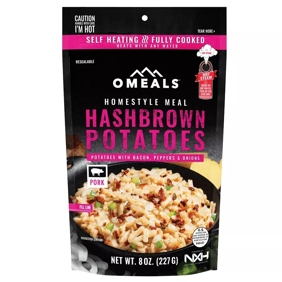 Omeals Hashbrown Potatoes with Bacon, Onion, & Peppers - 8 oz