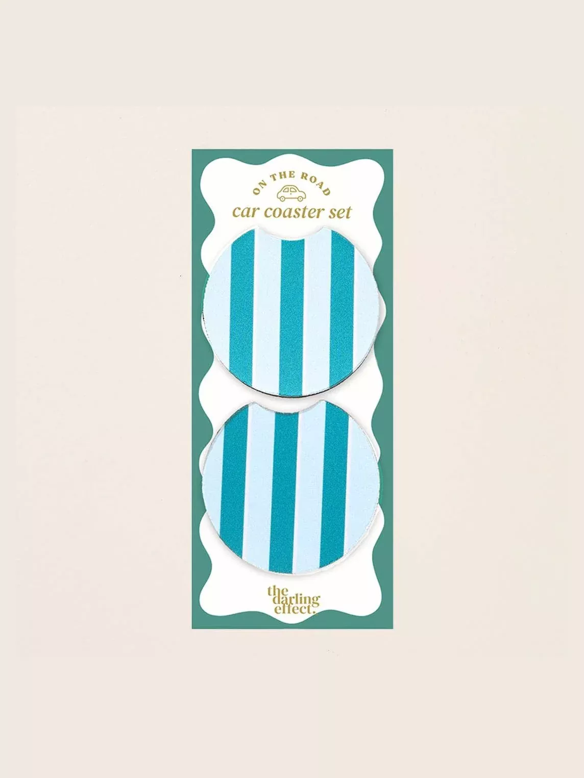 On the Road Car Coaster Set–Sicily Stripes Teal