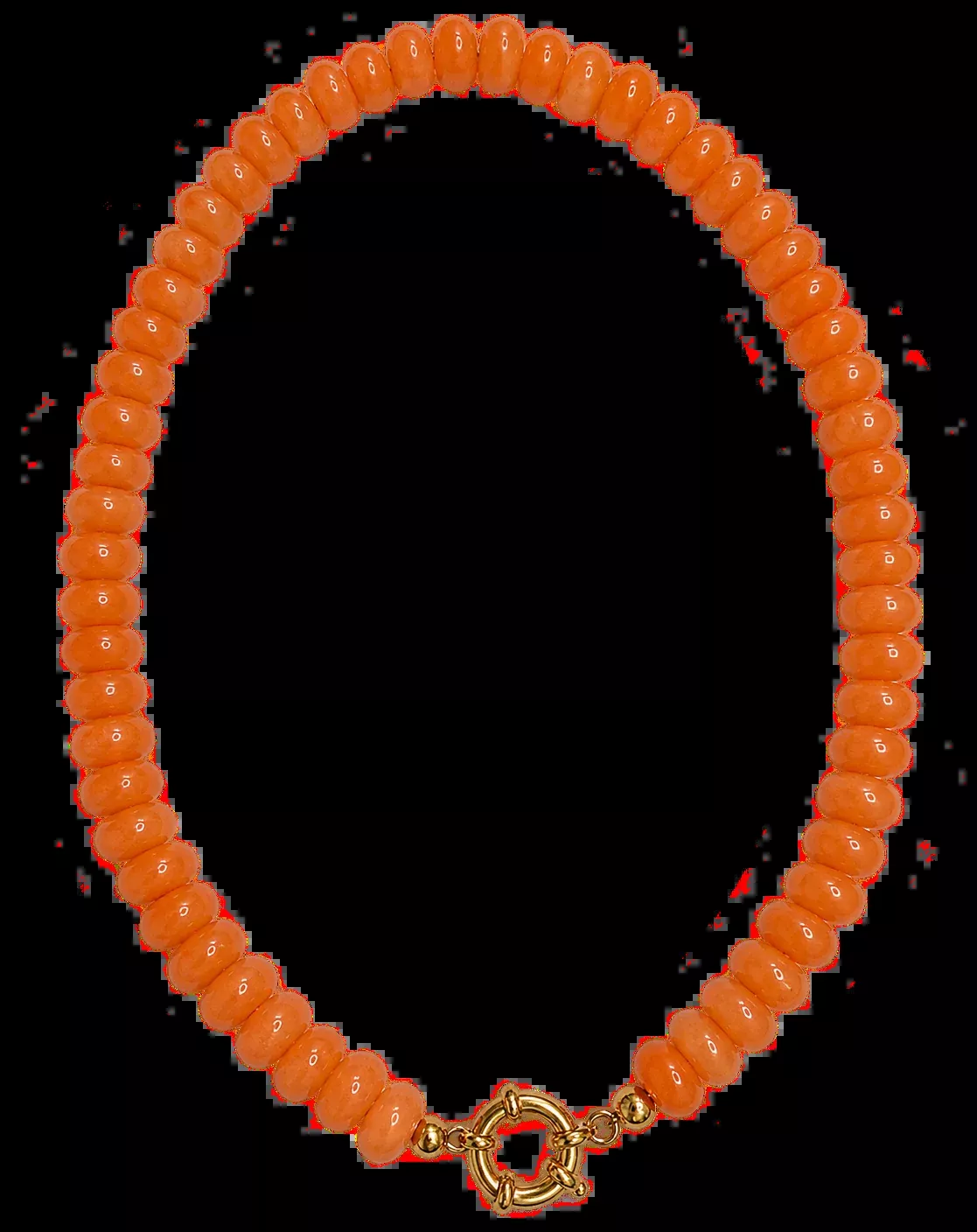 Orange Beaded Gold Sailor Clasp Necklace