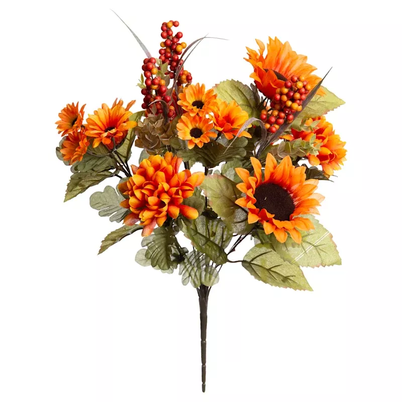 Orange Sunflower, Mum & Daisy Spray, 20"