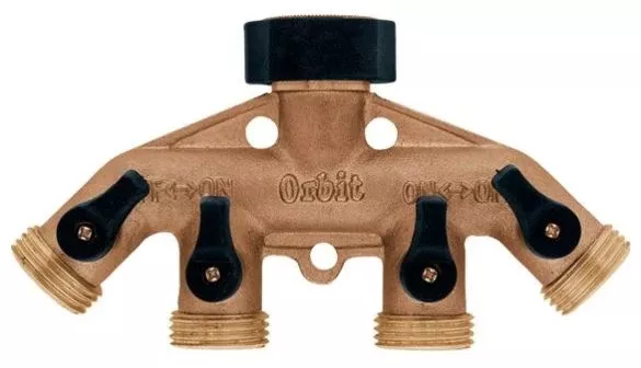 Orbit Watermaster 62010N Garden Hose Faucet Manifold, Brass