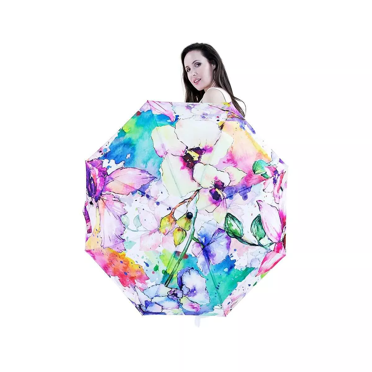 Original USA Watercolor Flowers Umbrella