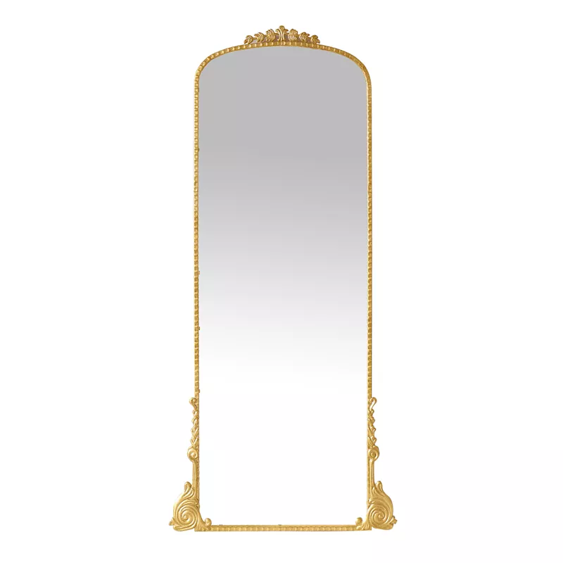 Ornate Gold Metal Leaner Mirror, 32x72
