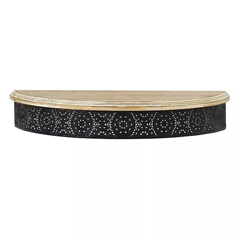 Ornate Metal & Wood Wall Shelf, 15x3