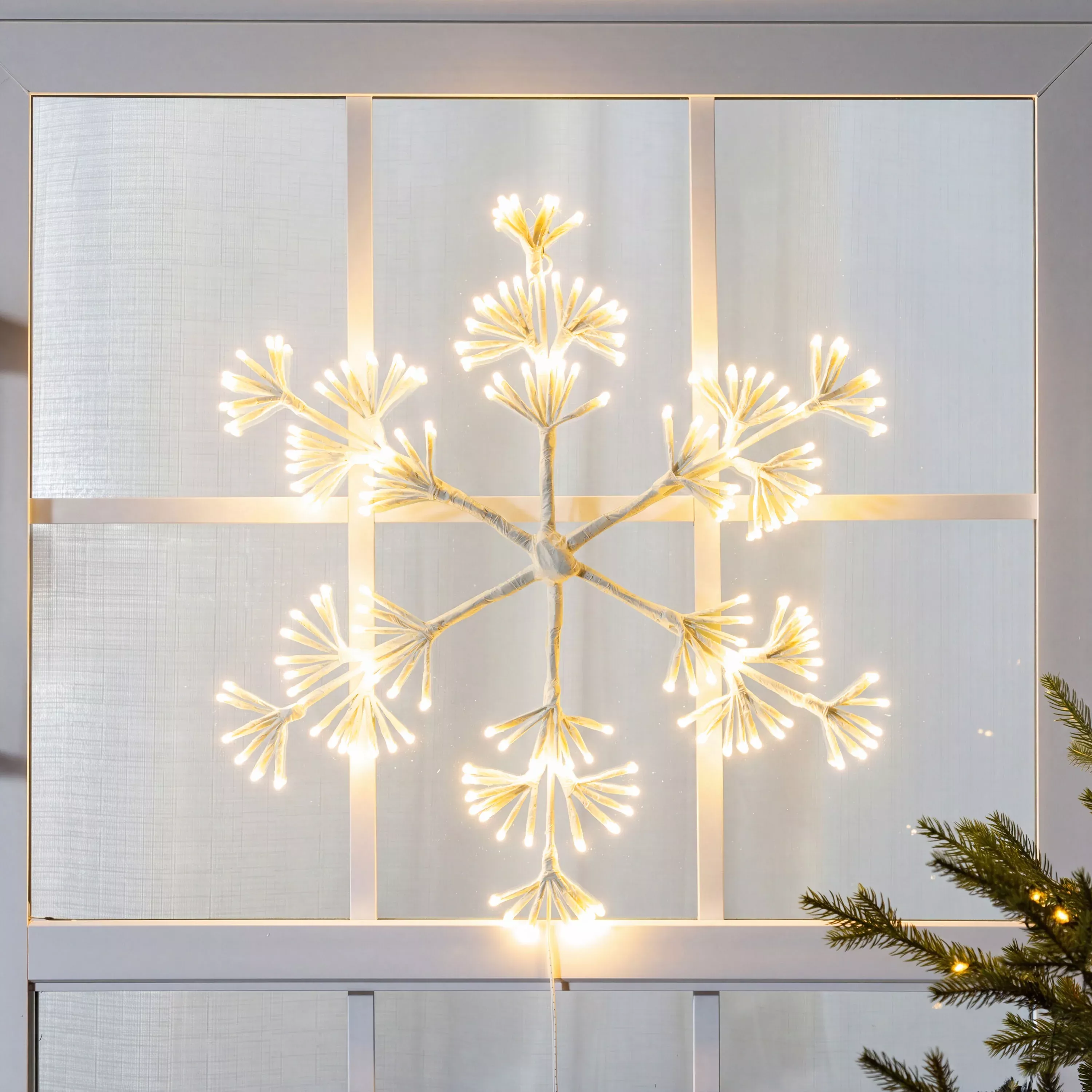 Oudoor LED Frame Snowflake with Warm White Lights