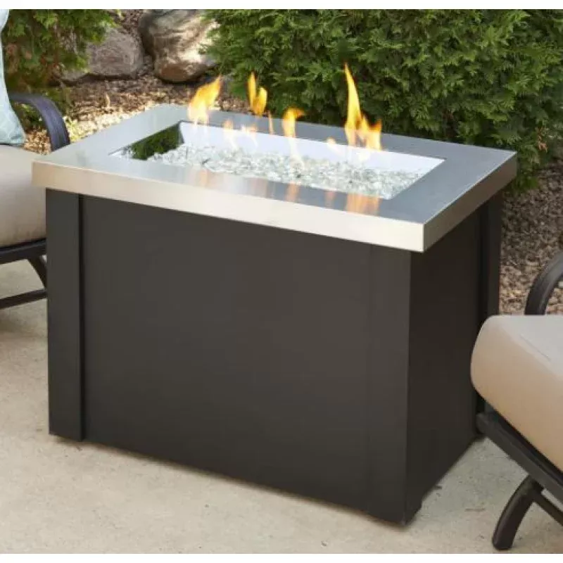 Outdoor GreatRoom Providence Rectangular Fire Pit Table PROV-1224-SS