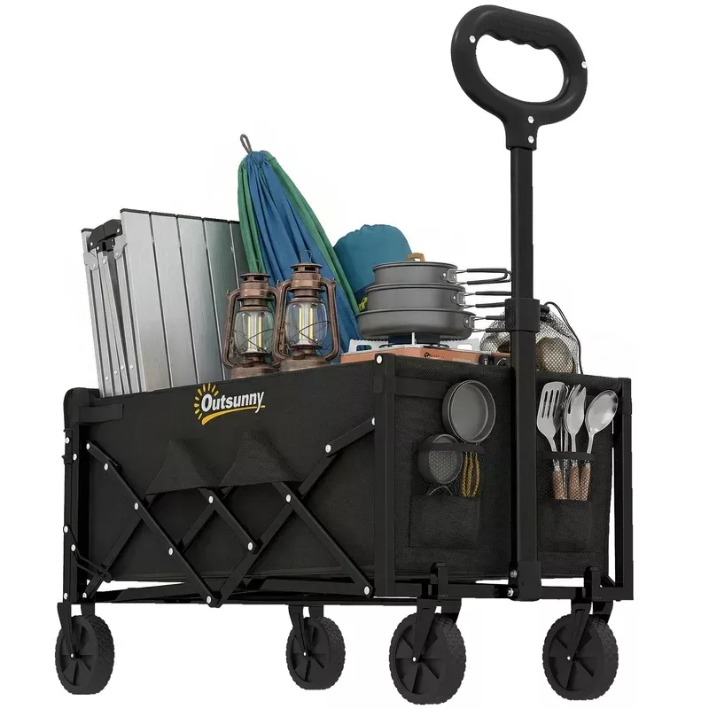 Outsunny 60l Festival Trolley On Wheels Collapsible Wagon Cart