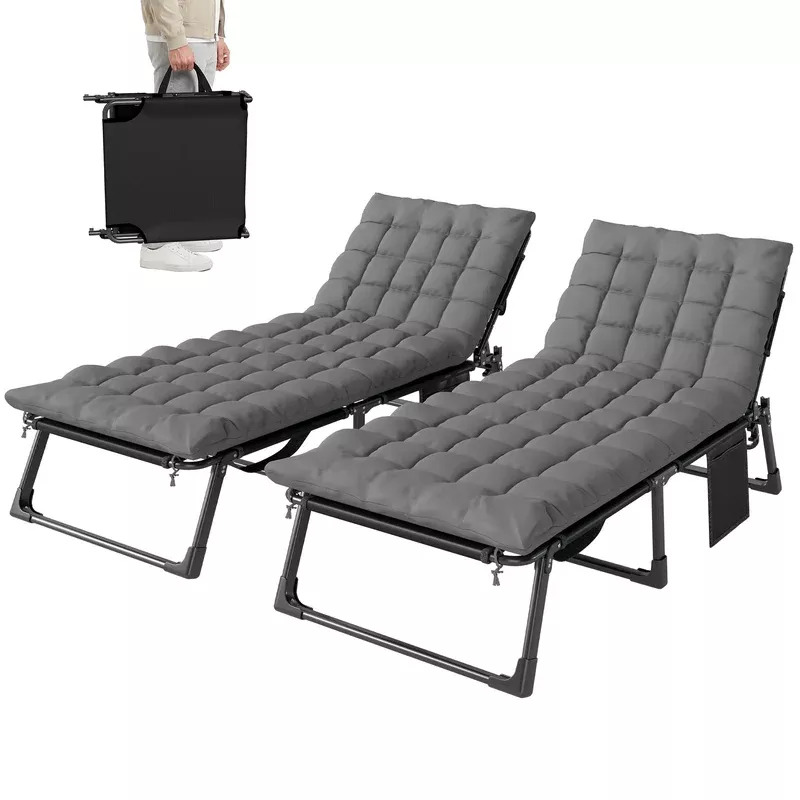 Outsunny Folding Sun Lounger Oversized Camping Bed