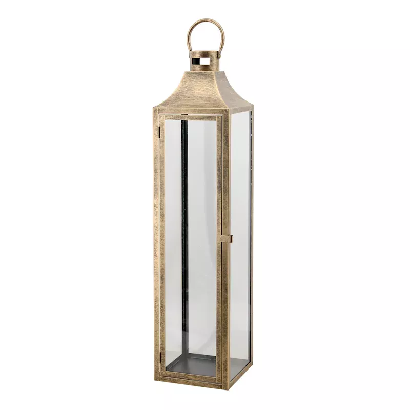 Oversized Brass Floor Lantern, 29"