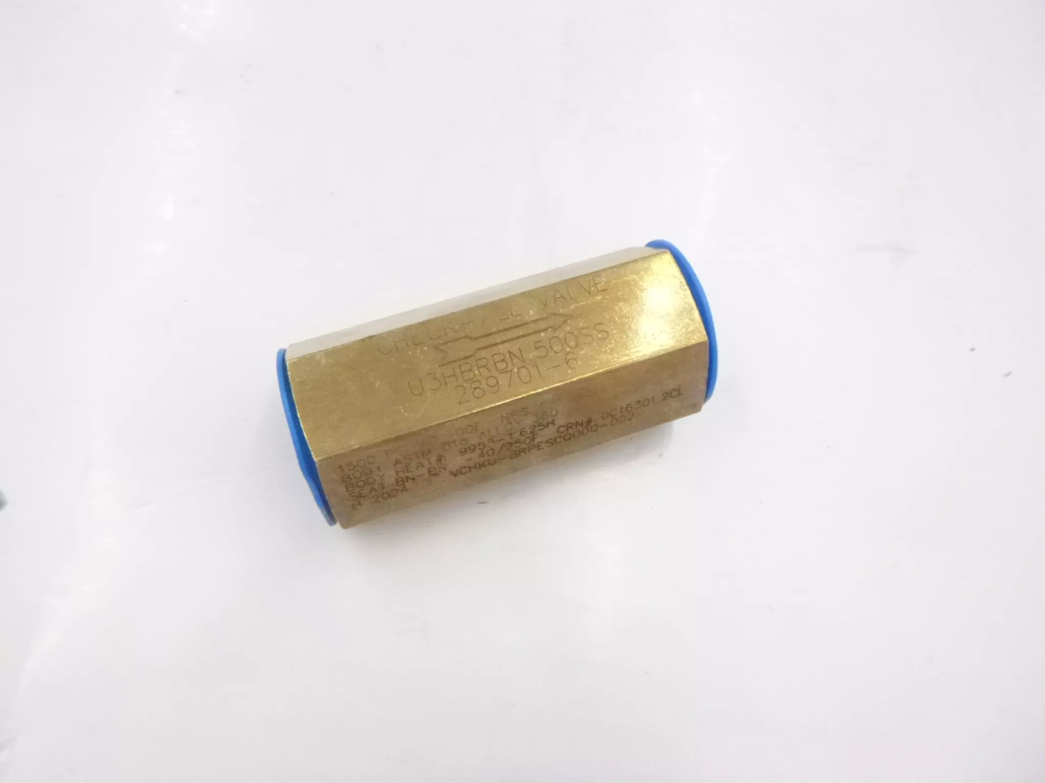 Pacific 1″ Check Valve U3HBRBN.500SS 1500PSI @ 100° F