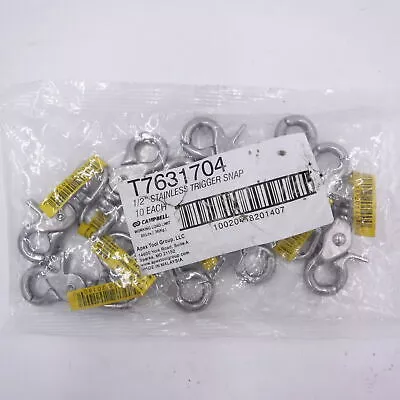 (Pack of 10) T7631704 Campbell 1/2″ Stainless Steel Trigger Snap 80lb Limit