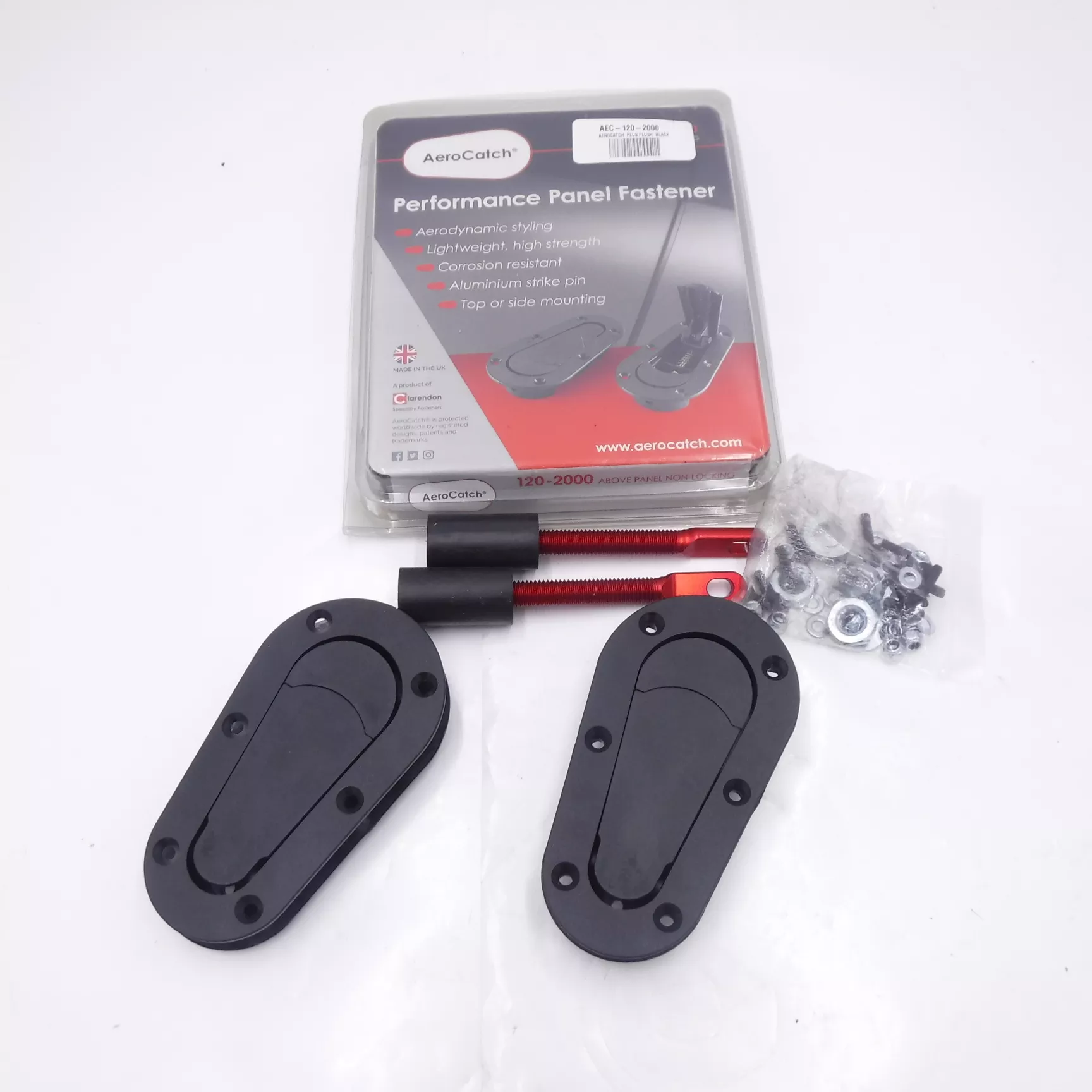 Pair AeroCatch 120 Series Flush Performance Panel Fastener Above Panel Hood Pins