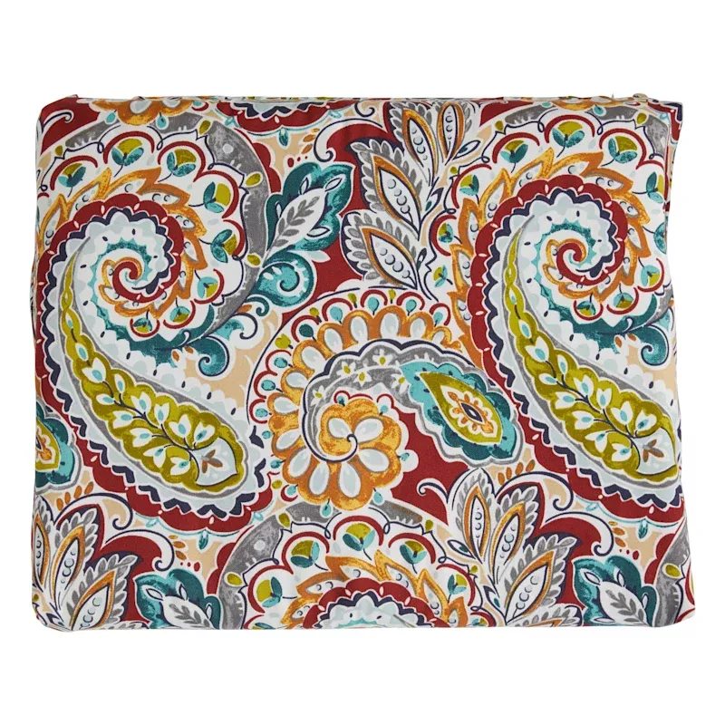 Paisley Chili Outdoor Square Seat Cushion