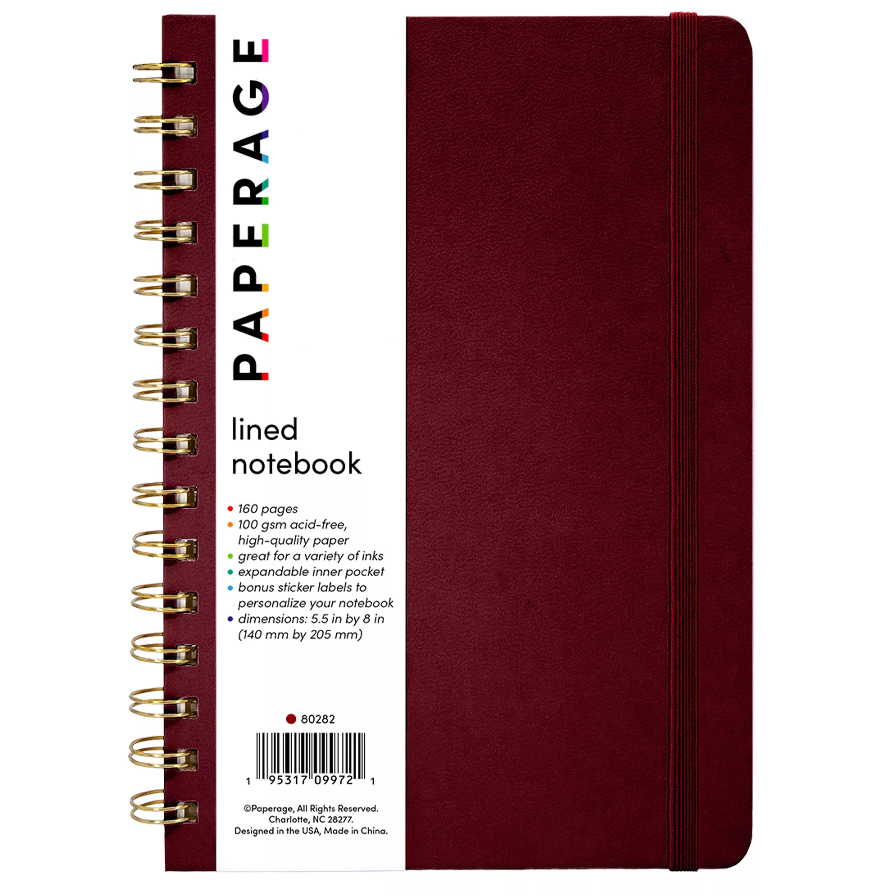 Paperage - Spiral Notebook, Burgundy