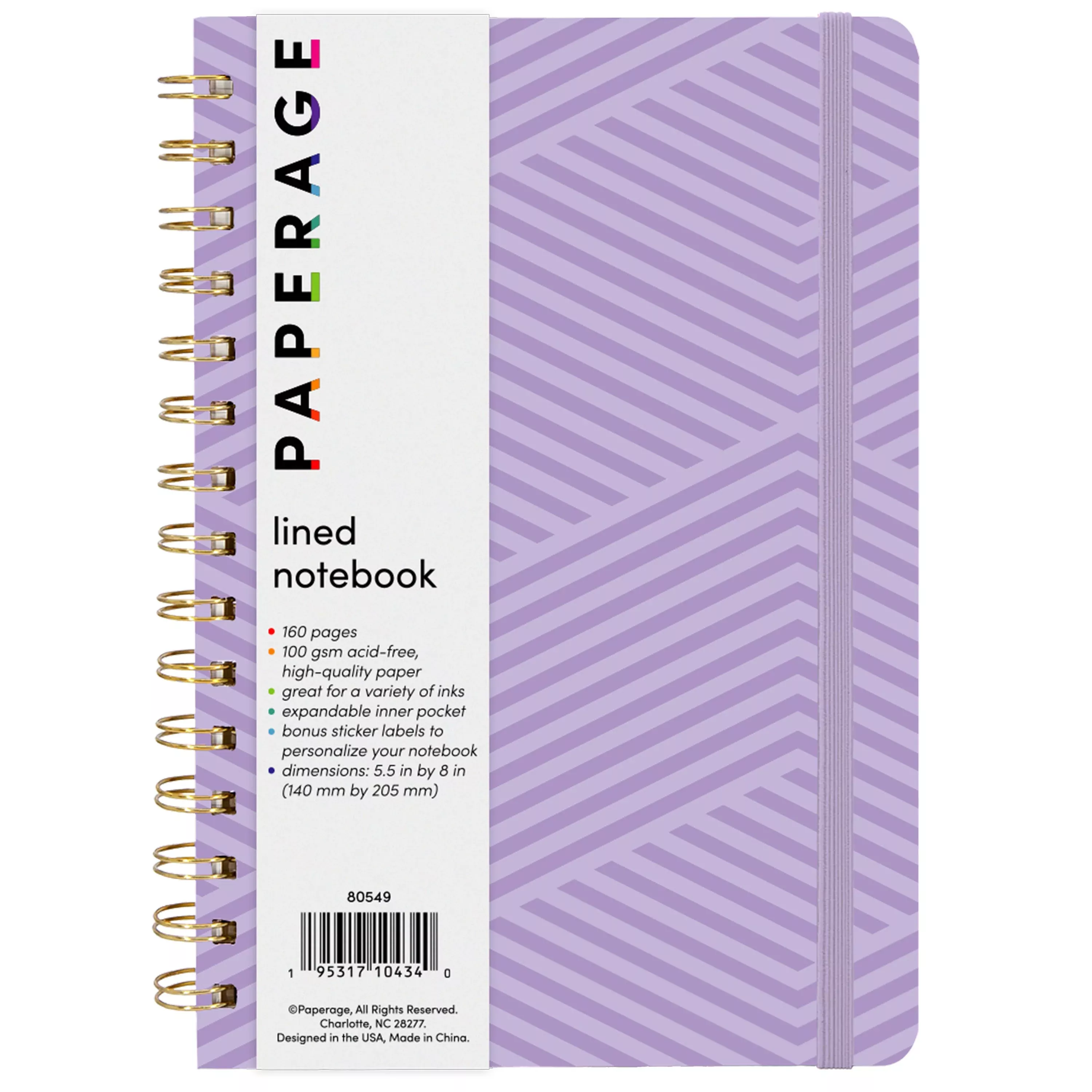 Paperage - Spiral Notebook, Lavender Geo