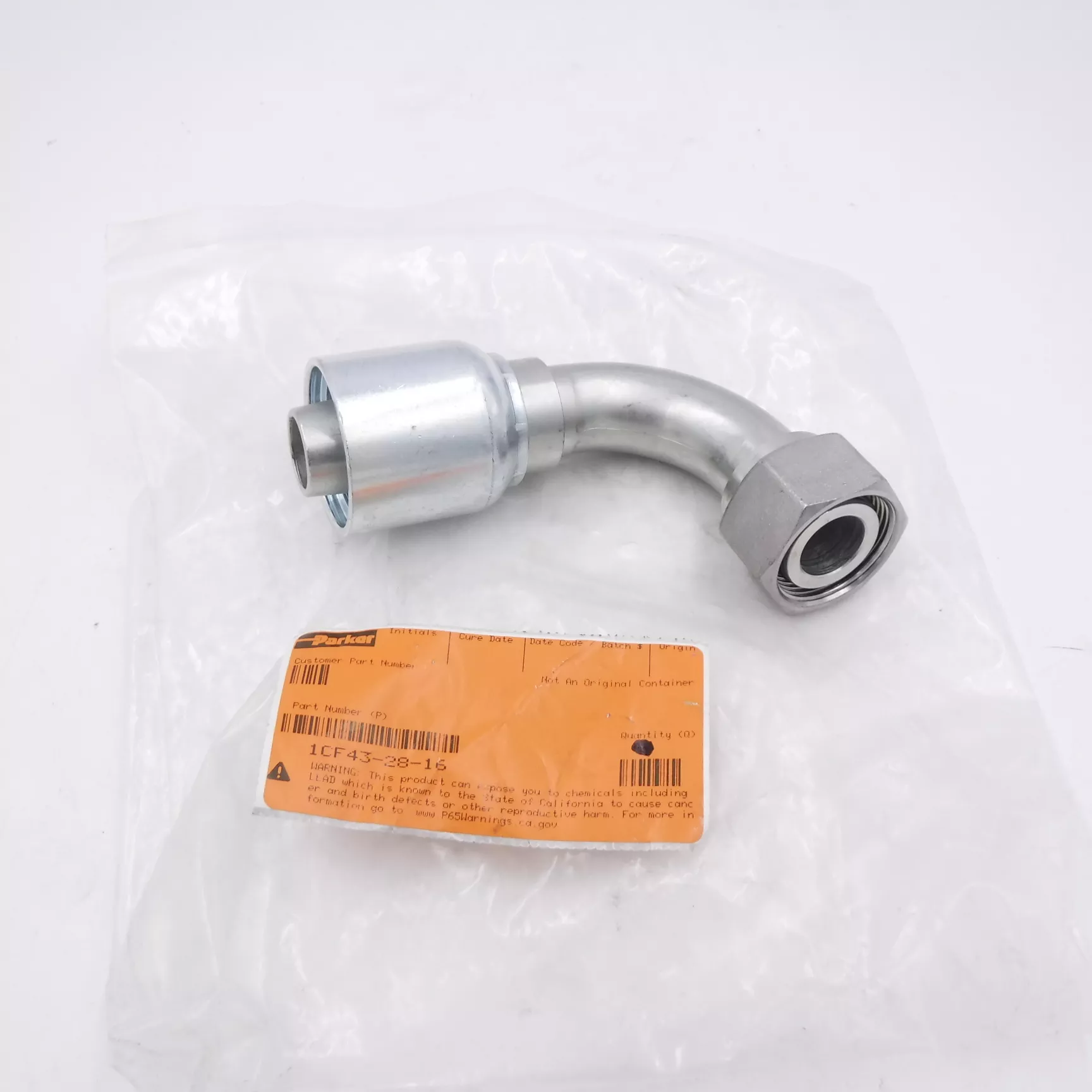 Parker Hannifin 1″ 43 Series 90° Crimp Style Hydraulic Hose Fitting 1CF43-28-16
