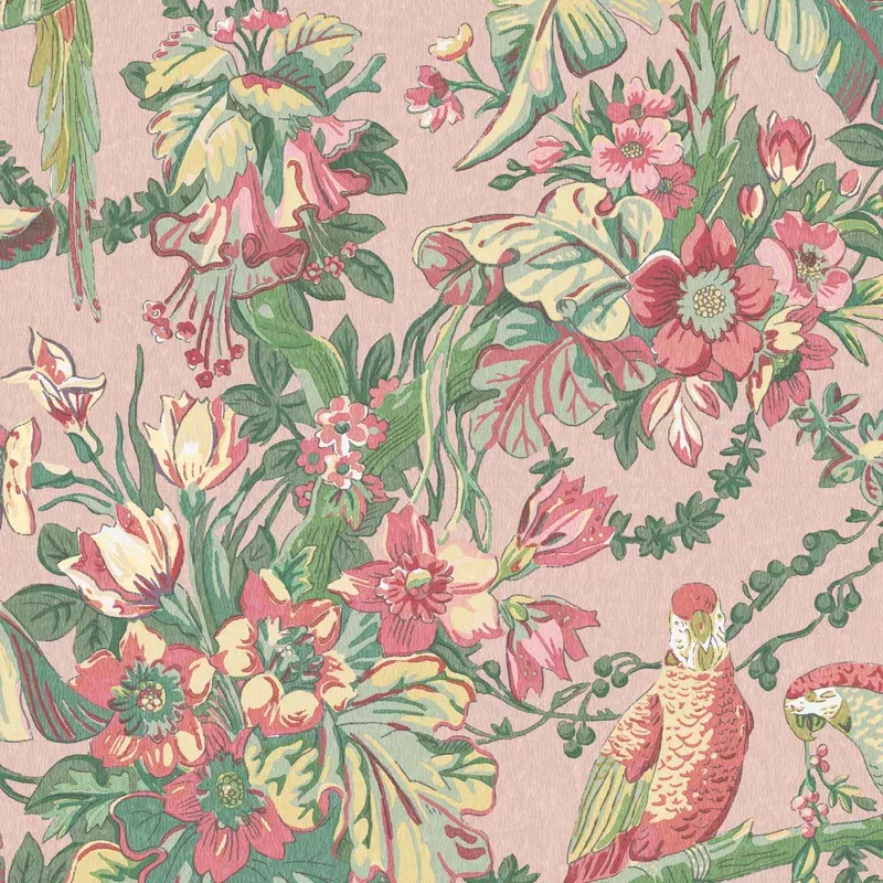 Parrot Talk Sunset Pink Wallpaper