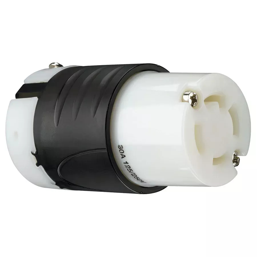 Pass & Seymour L1430 Locking Connector - Black/White
