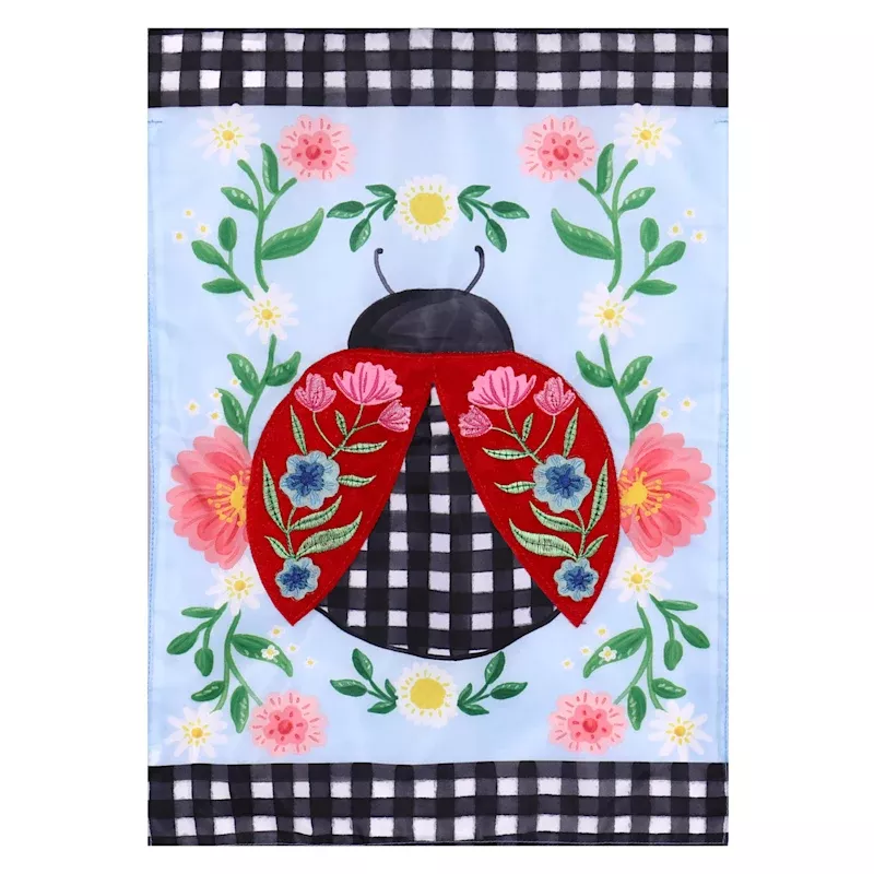 Patterned Ladybug Garden Flag, 18"