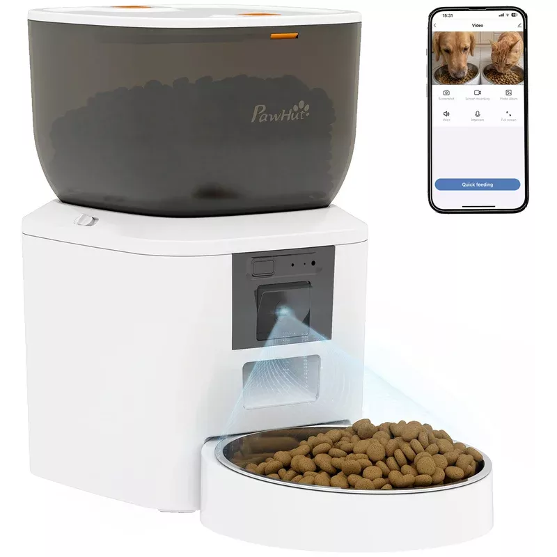 PawHut Automatic 4l Cat Feeder With Camera 2.4g Wifi Smart App Control