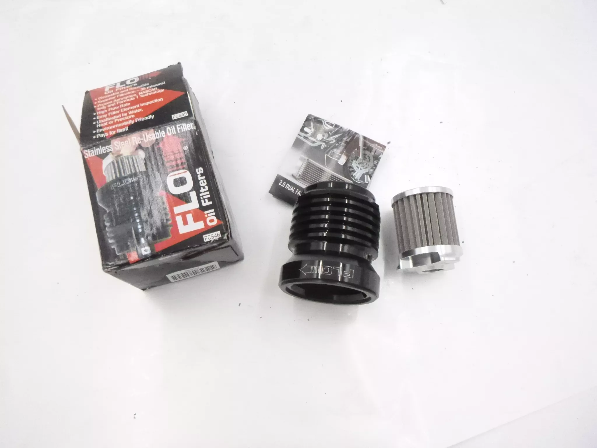 PC Racing PCS4B Reusable Spin on Stainless Steel Oil Filter Black