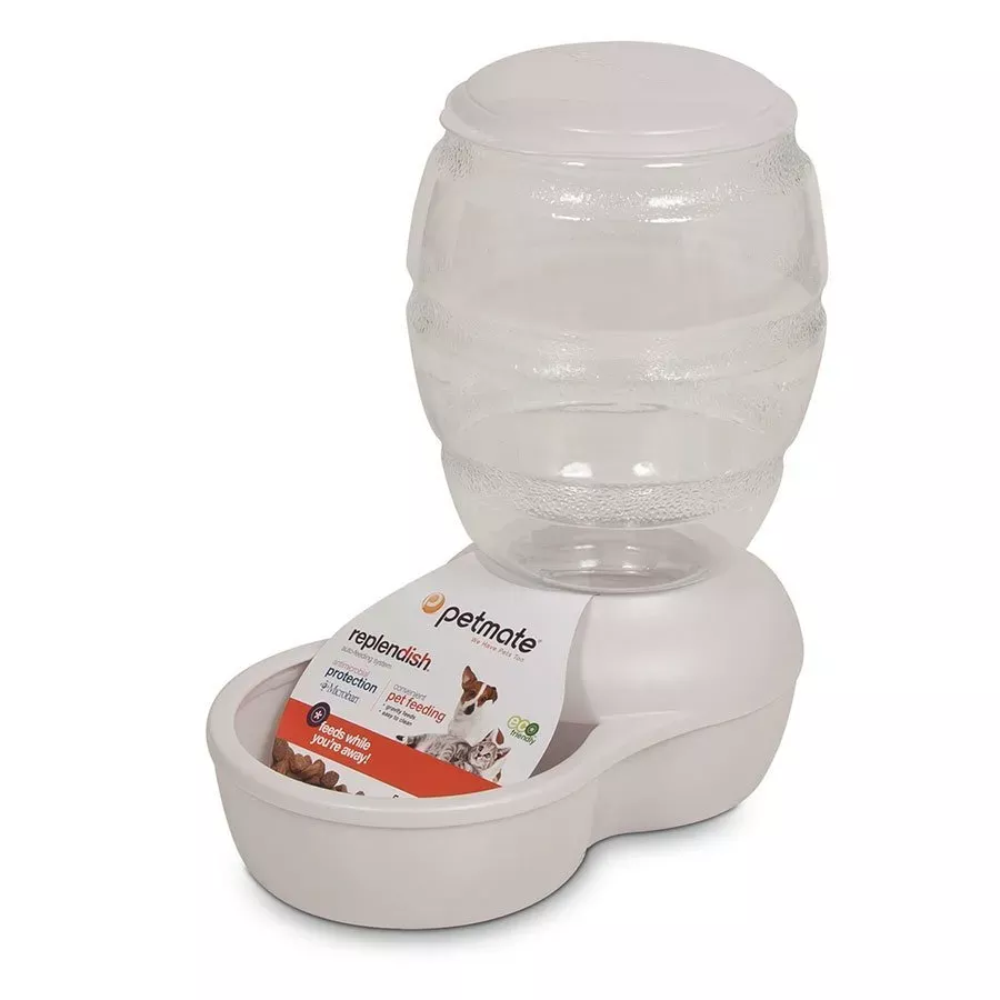 Petmate Replendish Feeder with Microban - Pearl Silver - 5 lb