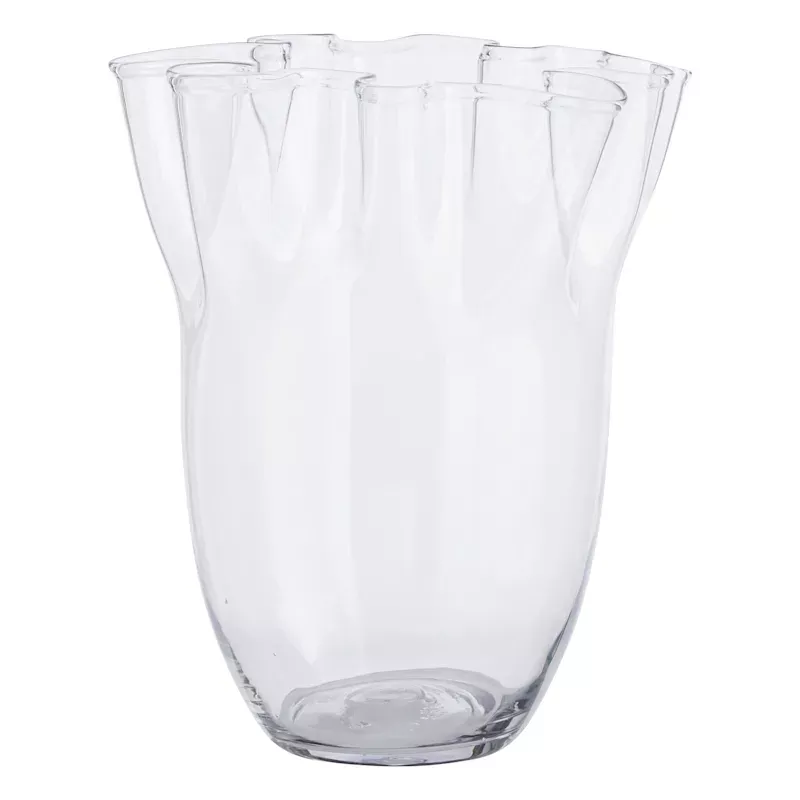 Pie Crust Edge Clear Glass Vase, 17"