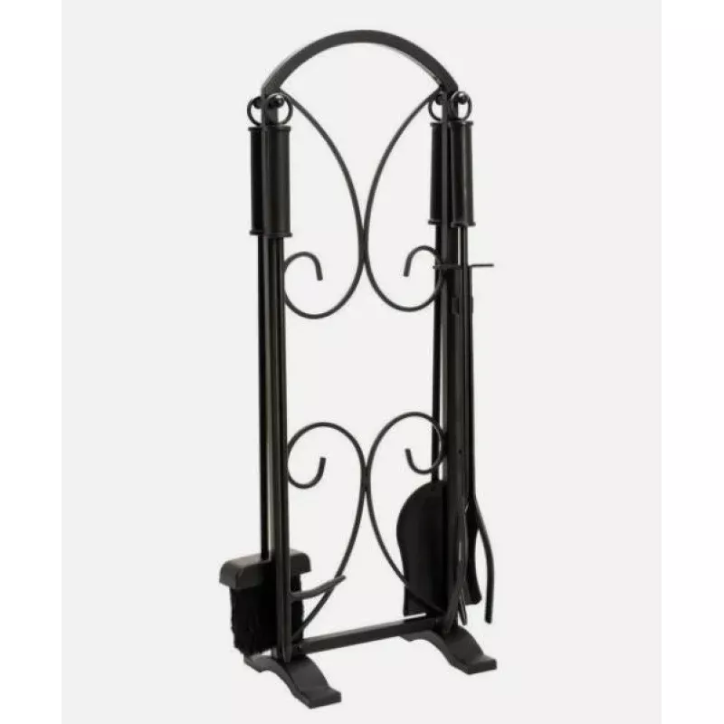Pleasant Hearth Scroll Design Whitecourt 5-Piece Black Fireplace Tool Set FA334T