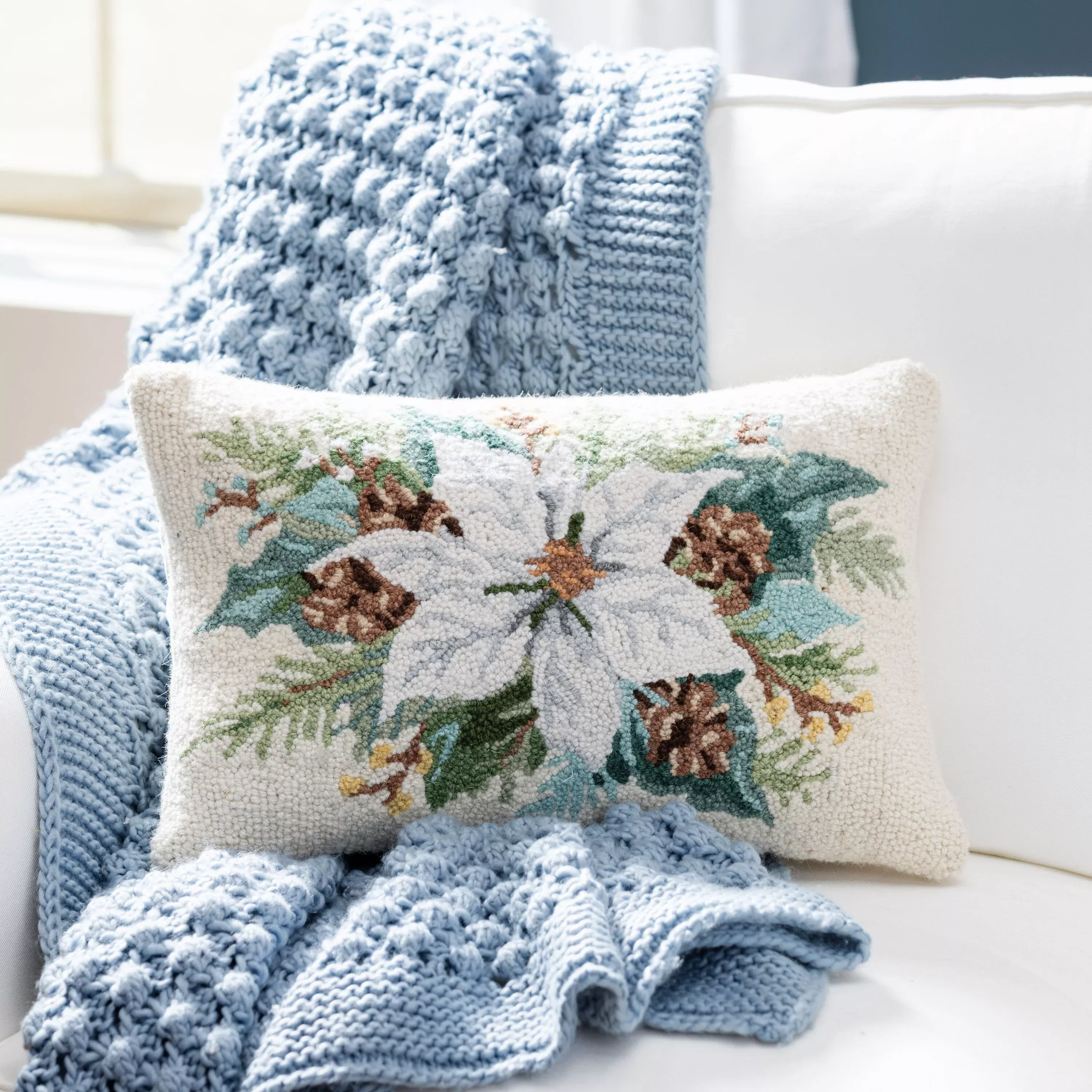 Poinsettia Hook Pillow