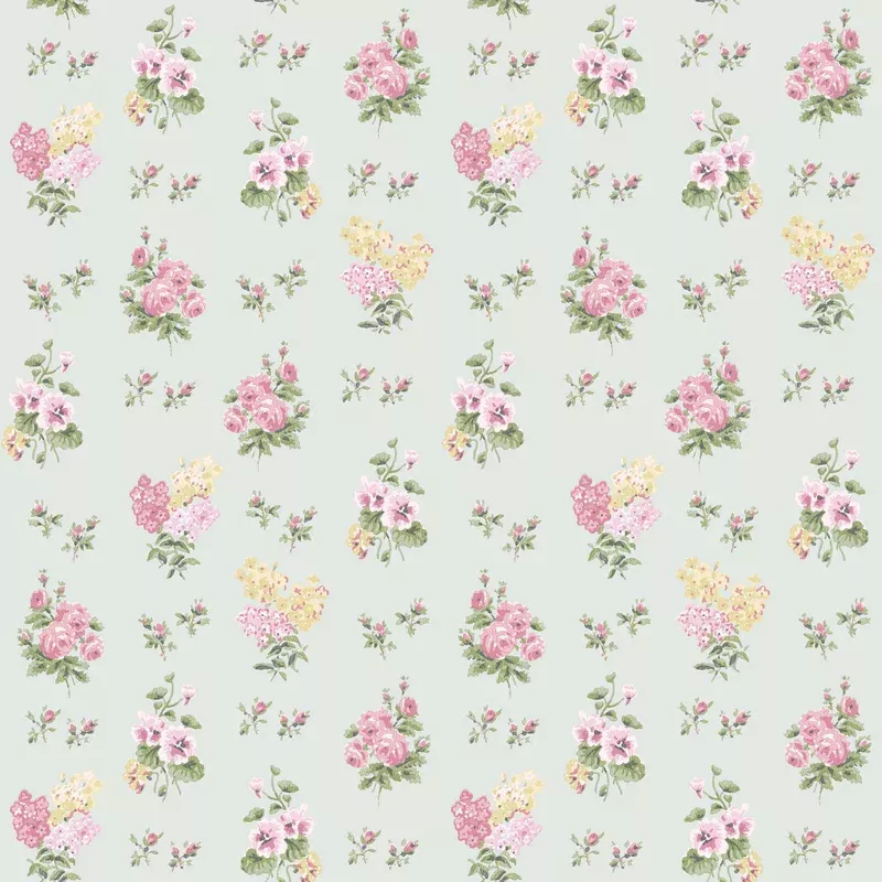 Posies in Pale Green Wallpaper