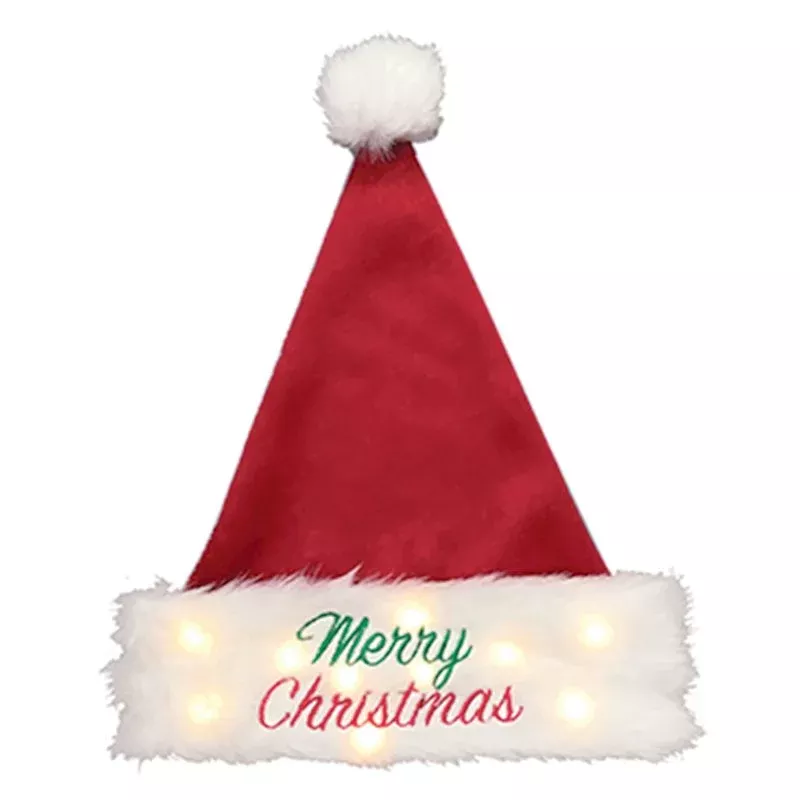 Pre-Lit Merry Christmas Santa Hat, 17"