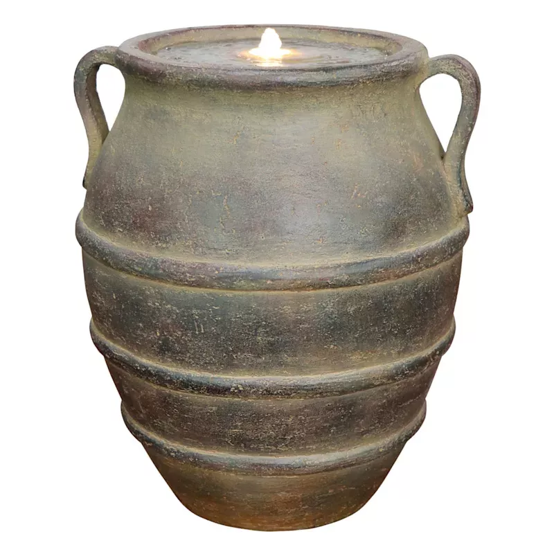 Pre-Lit Pot Outdoor Fountain, 17.7"