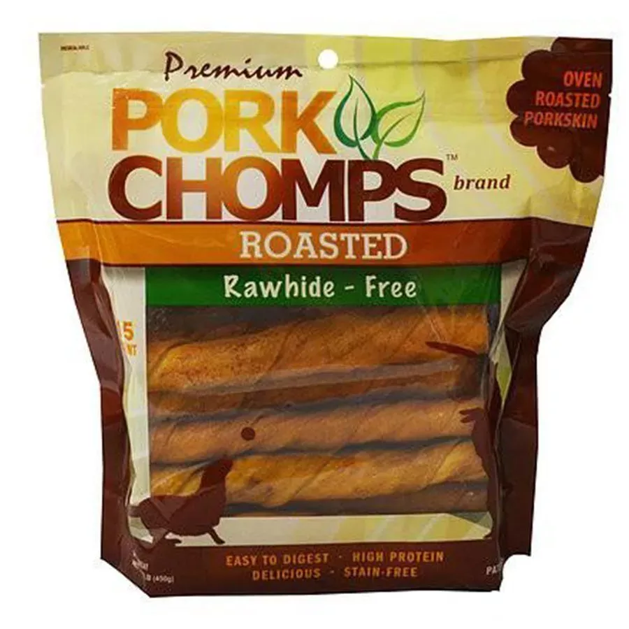 Premium Pork Chomps Roasted Large Twists - 15 Pack