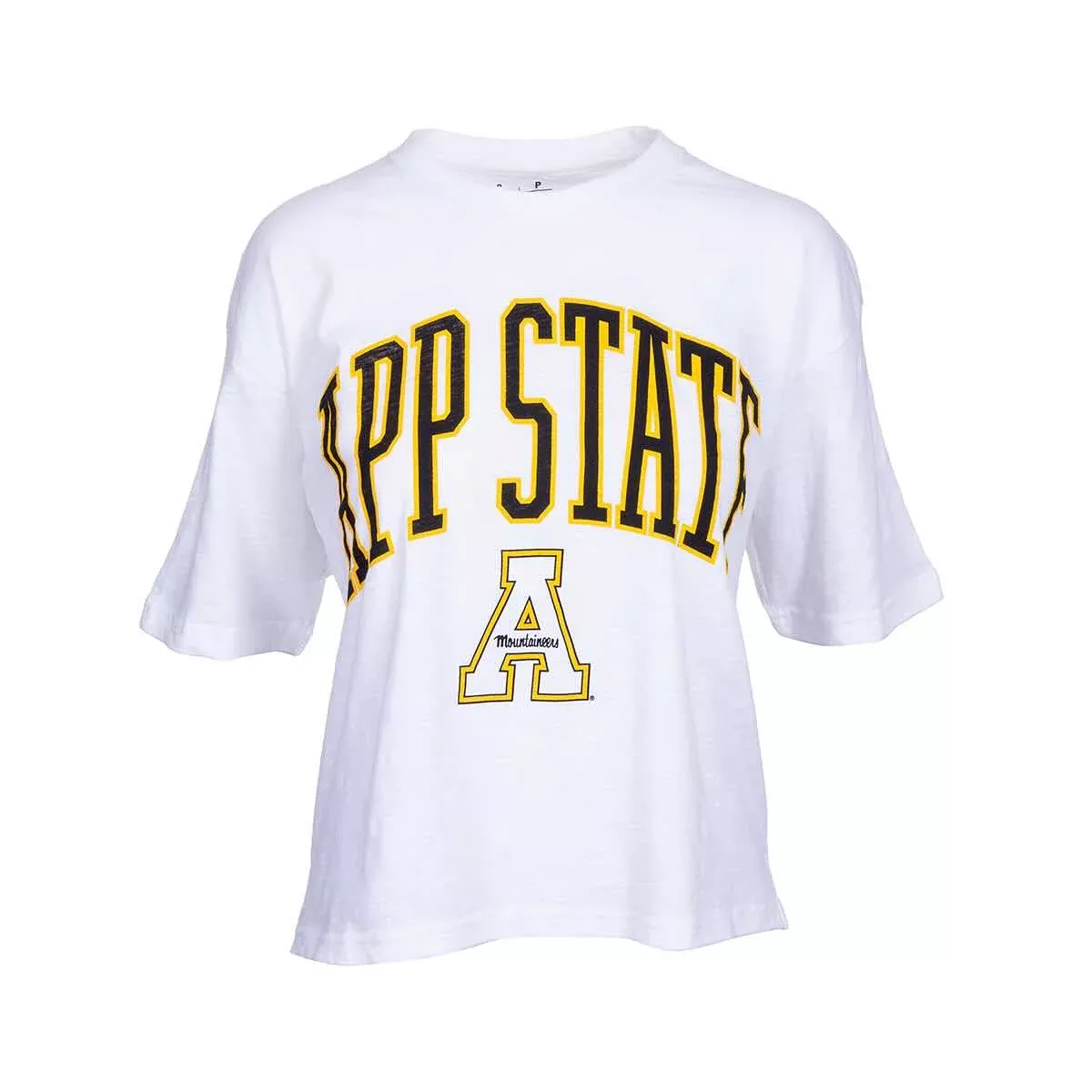 Pressbox Women's Appalachian State Slub Motley Nelson Short Sleeve Crop Top