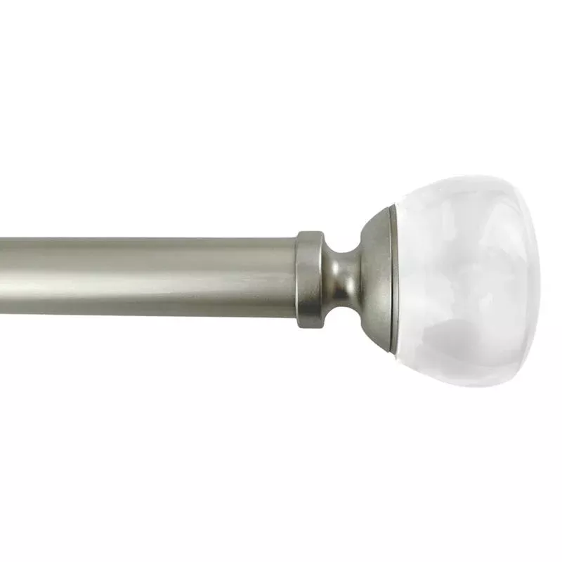 Preston 1" Clear & Silver Round Curtain Rod, 72-120"