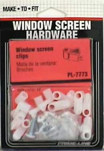 Prime Line PL7773 Screen Clips With Screws, 5/16", White, 12-Pack
