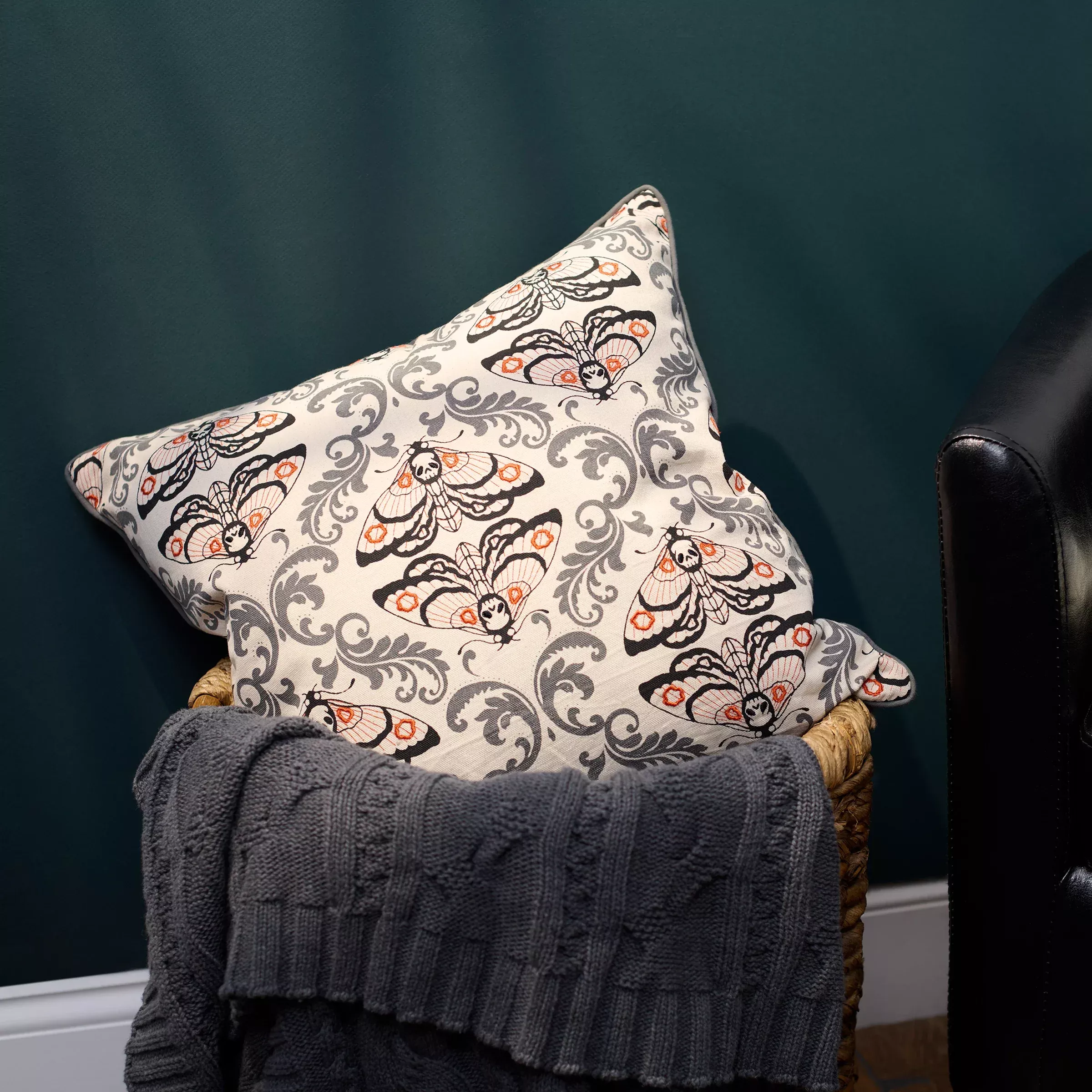 Primitives By Kathy - Moth & Skull Pillow