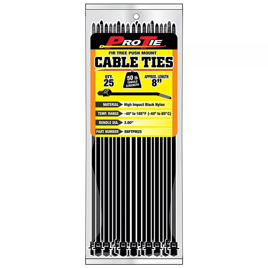 Pro Tie Fir Tree Push Mount Cable Tie - 8" - 25ct