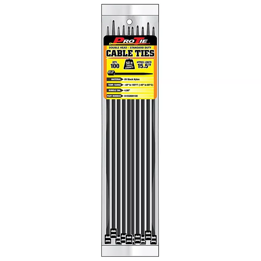Pro Tie Standard Duty Double Head Cable Tie - 15.5"