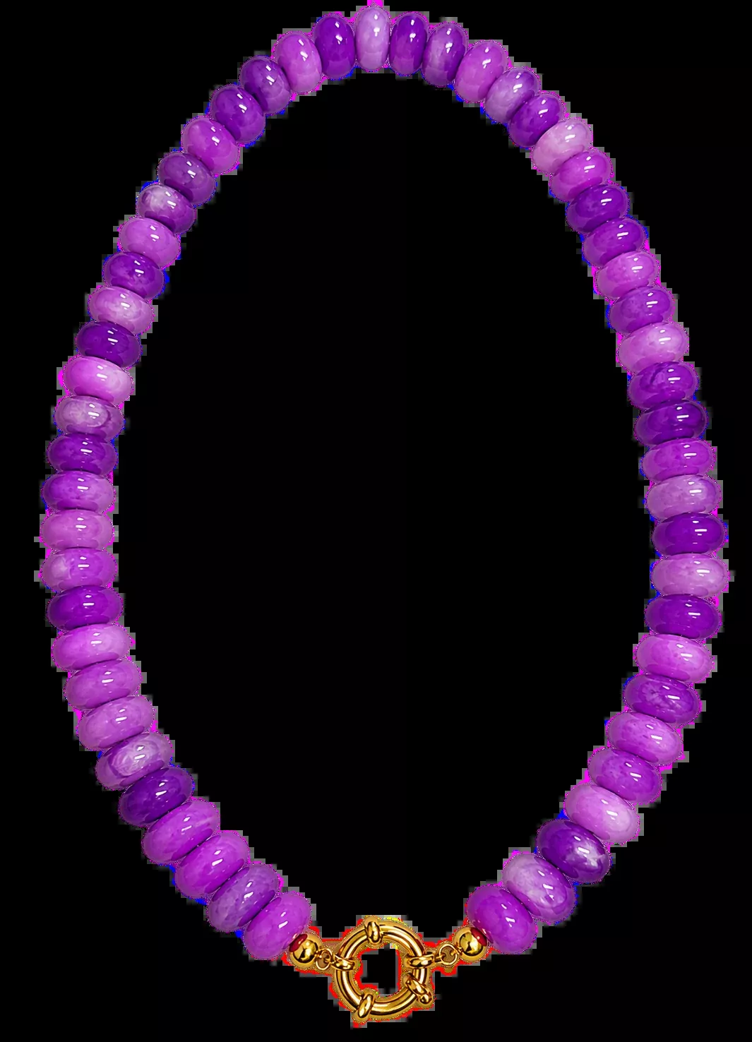 Purple Beaded Gold Sailor Clasp Necklace