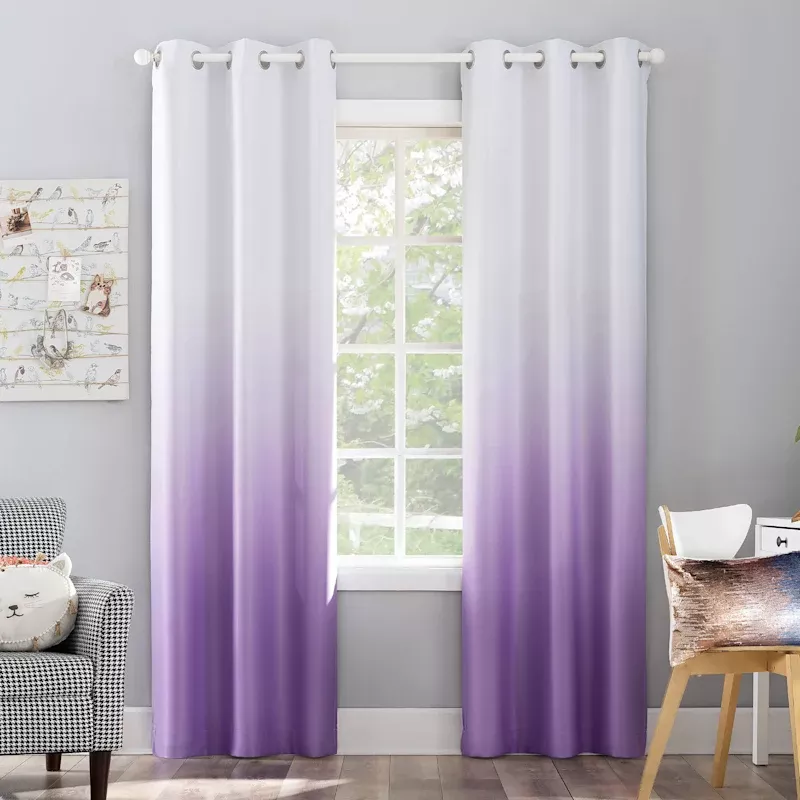 Purple Ombre Blackout Grommet Curtain Panel, 84"