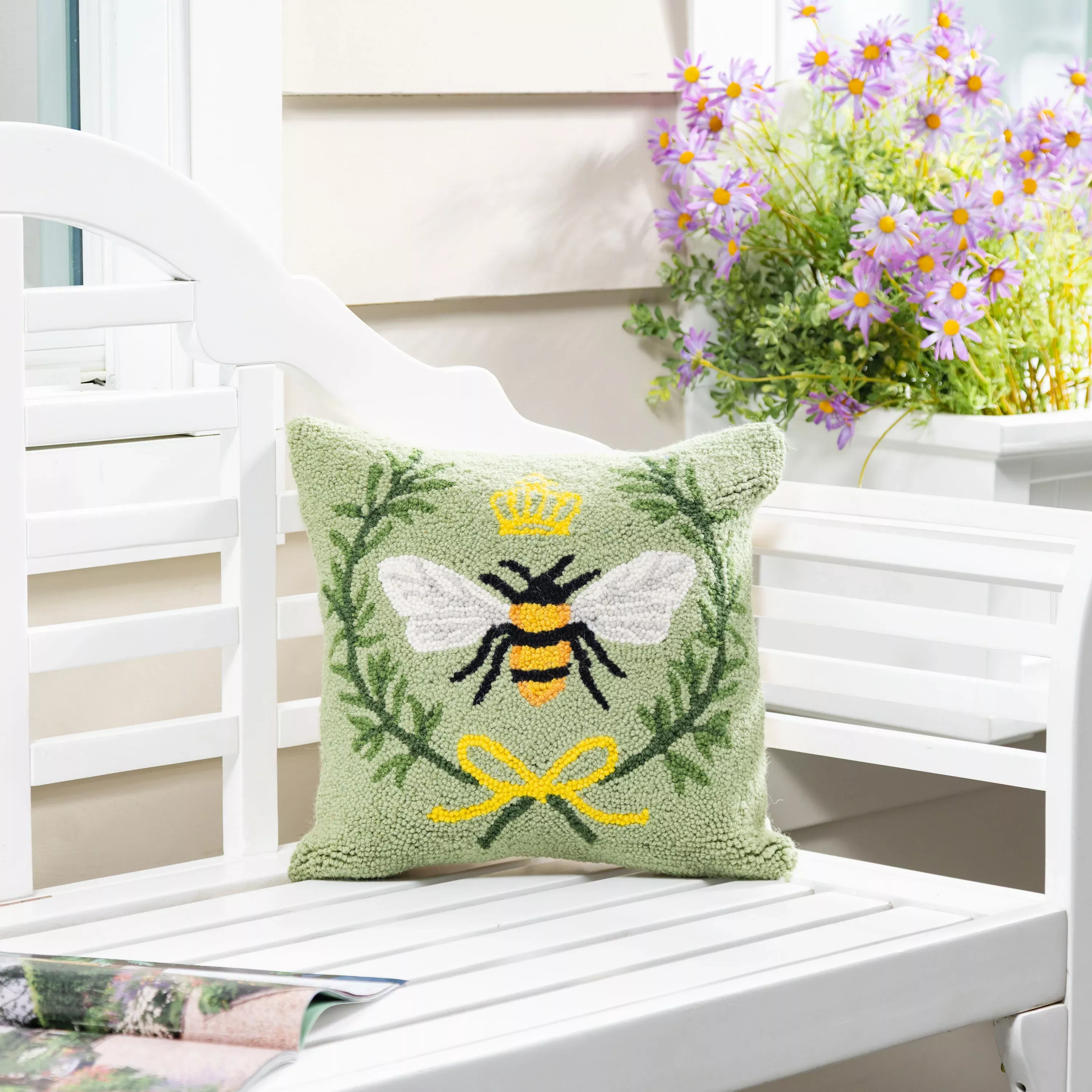 Queen Bee Hooked Pillow