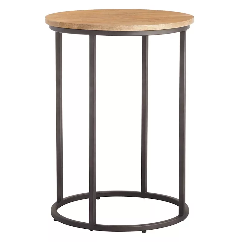 Quin Wooden Top with Metal Cage Accent Table
